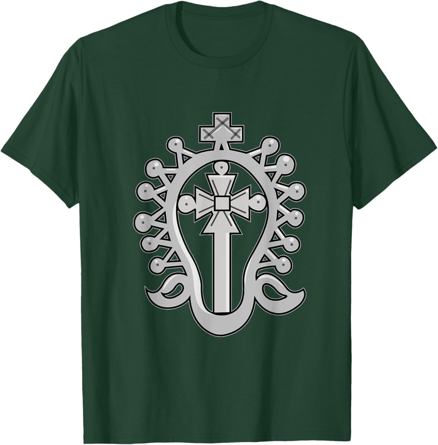 Lalibela Cross Ethiopian Christian Silver Cross T-Shirt - T-Shirt | Forest