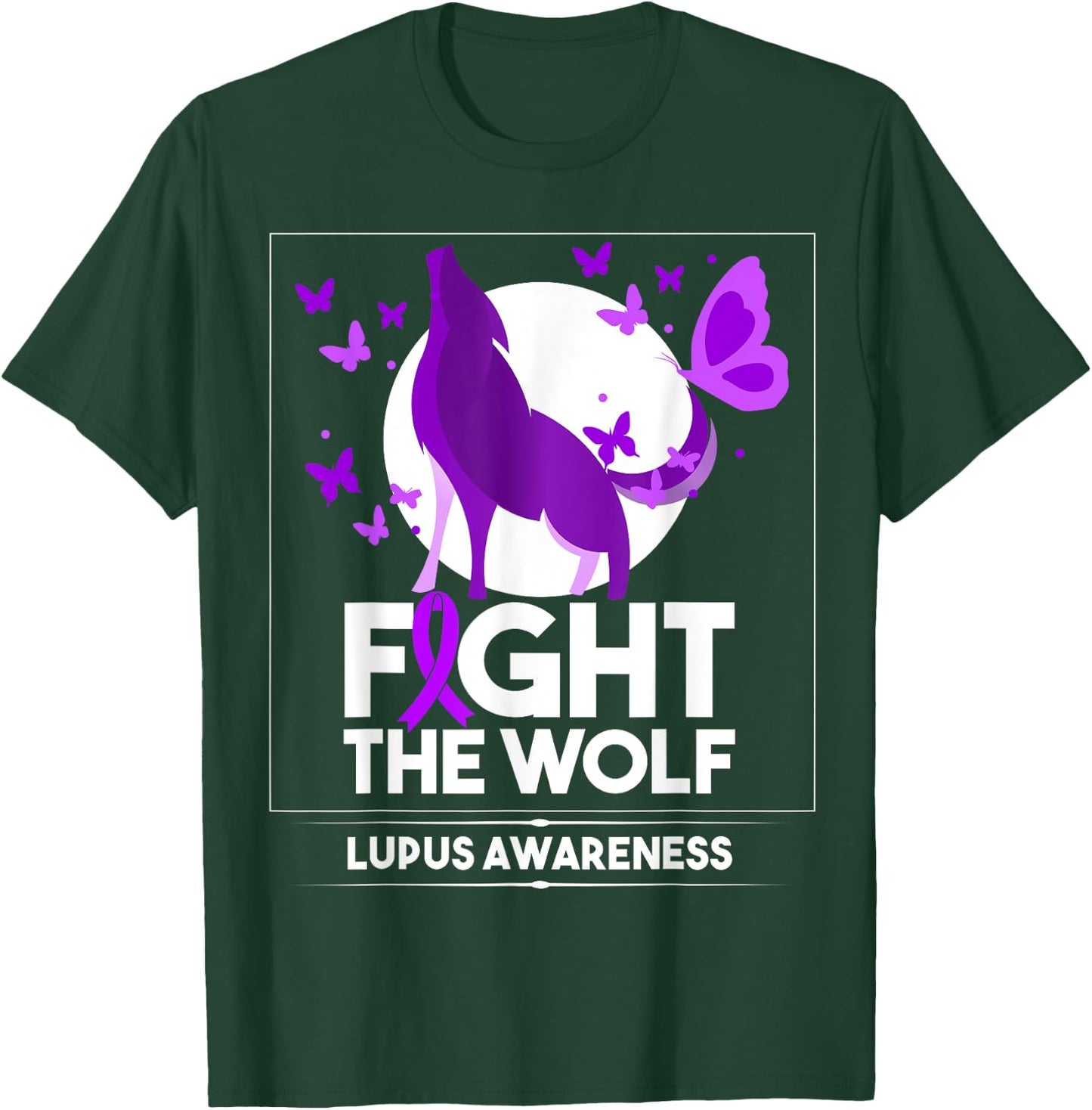 Lupus Awareness Month Fight the Wolf Purple Ribbon T-Shirt - T-Shirt | Forest