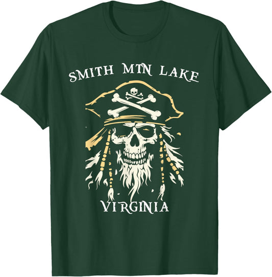 SML Smith Mountain Lake Retro Pirate T-Shirt - T-Shirt | Forest