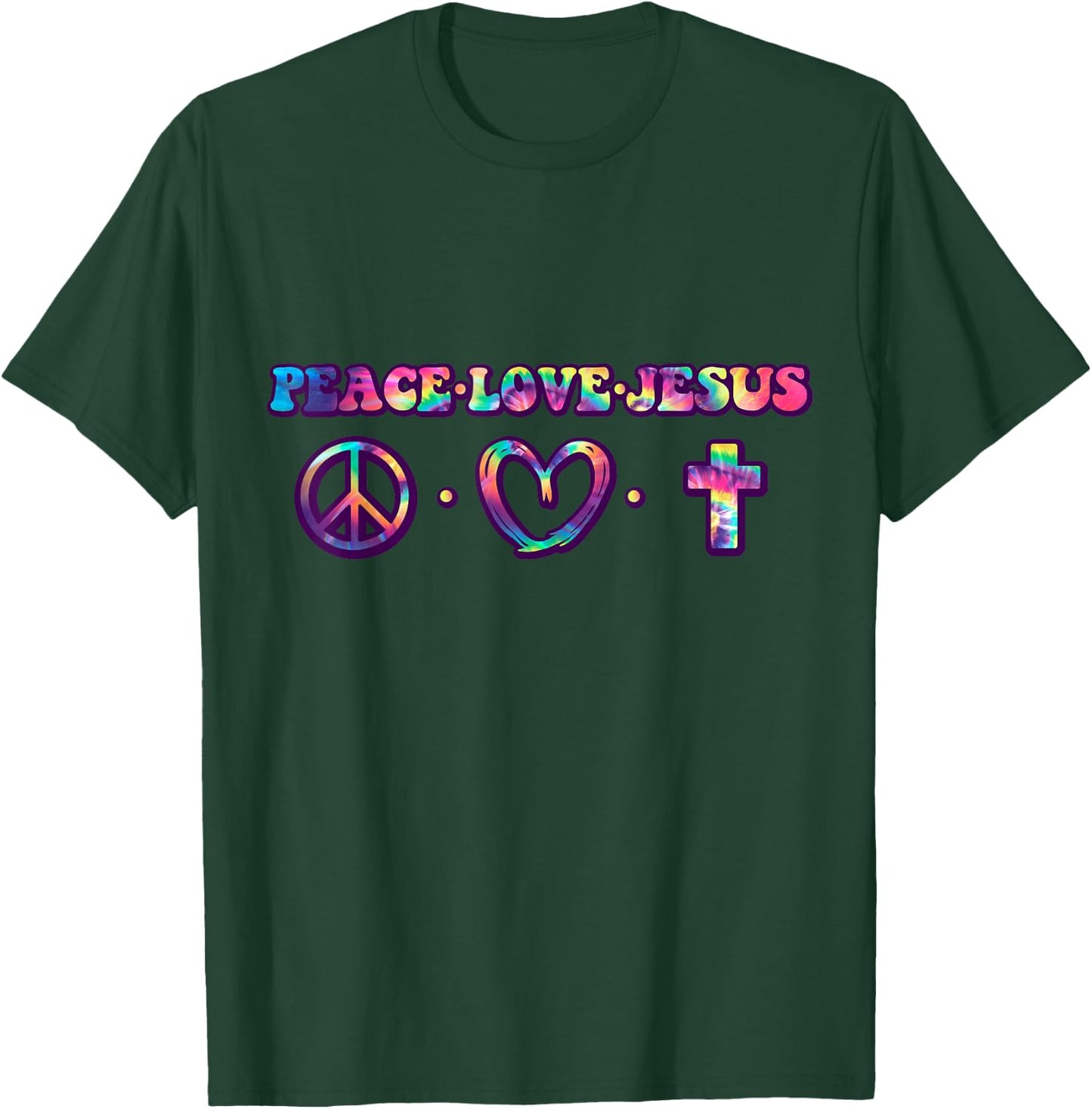 Peace symbol Love and Jesus believe T-Shirt - T-Shirt | Forest