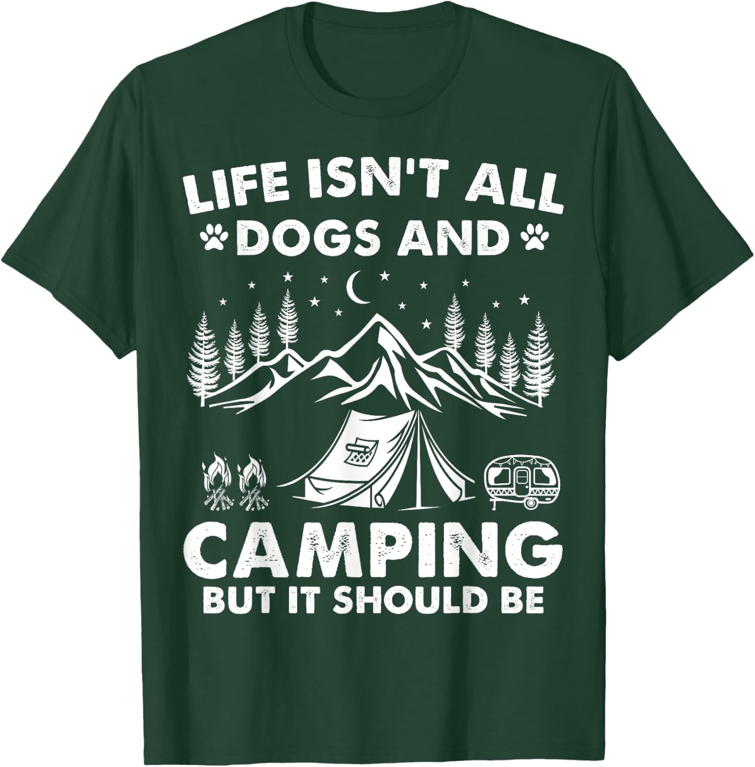 Funny Camping Dogs Outdoor Campfire Trailer Camper Camp Dog Women Kids T-Shirt - T-Shirt | Forest