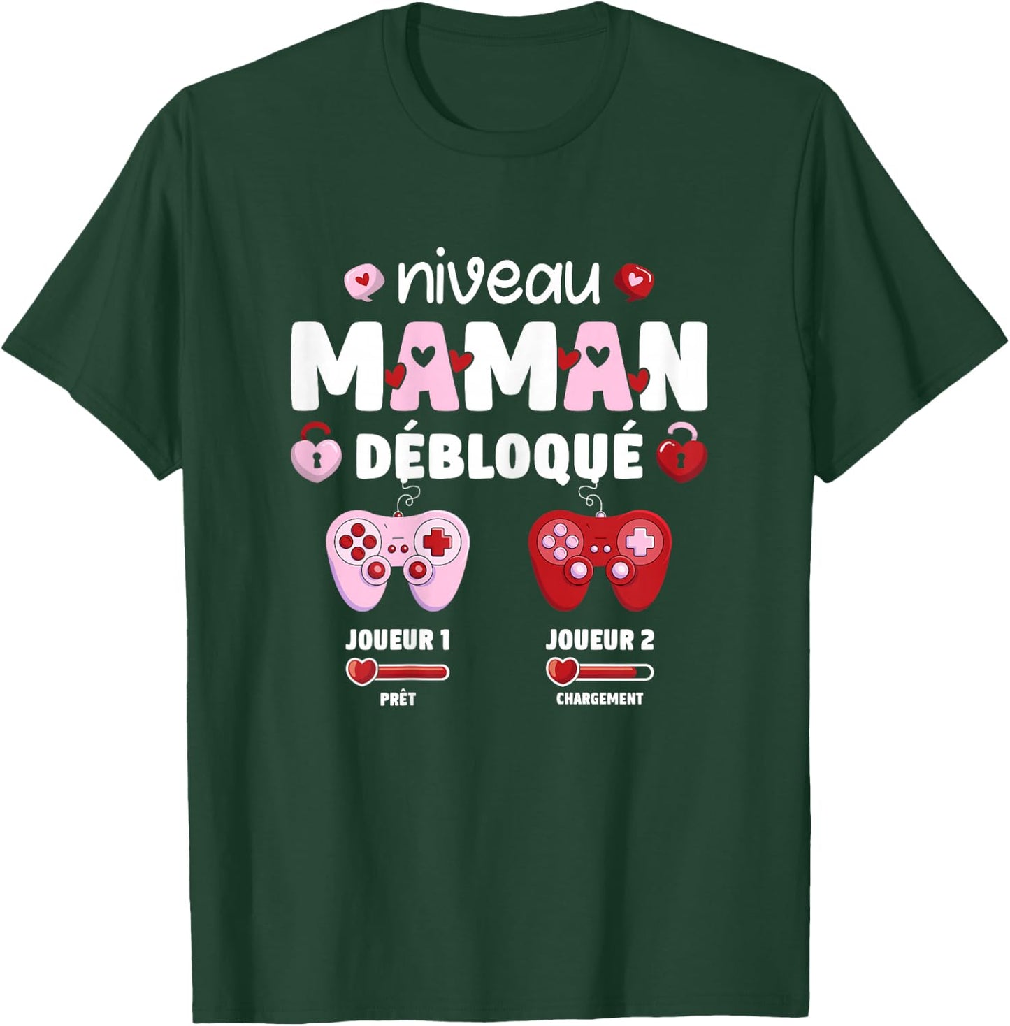 Pregnant Mom Level Mom Unlocked Geek Running 2025 , Black, Female X-Small T-Shirt - T-Shirt | Forest