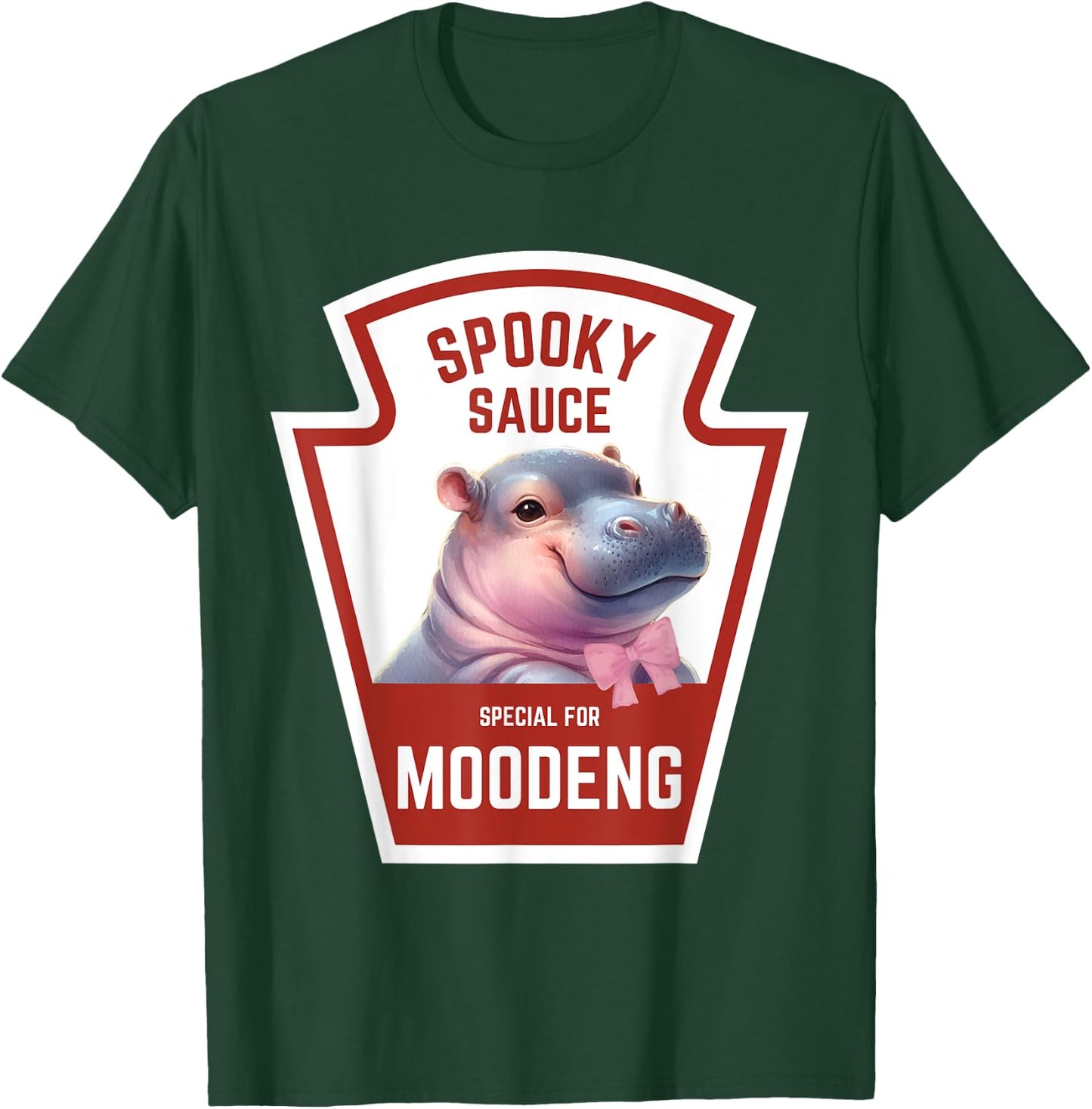 Moodeng Baby Hippo Spooky Sauce Halloween Funny T-Shirt - T-Shirt | Forest