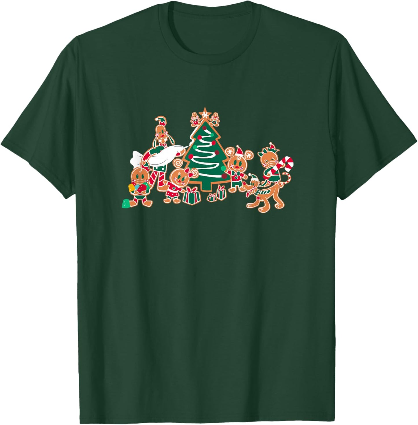 Disney Mickey & Pals Gingerbread Cookies and Christmas Tree T-Shirt - T-Shirt | Forest