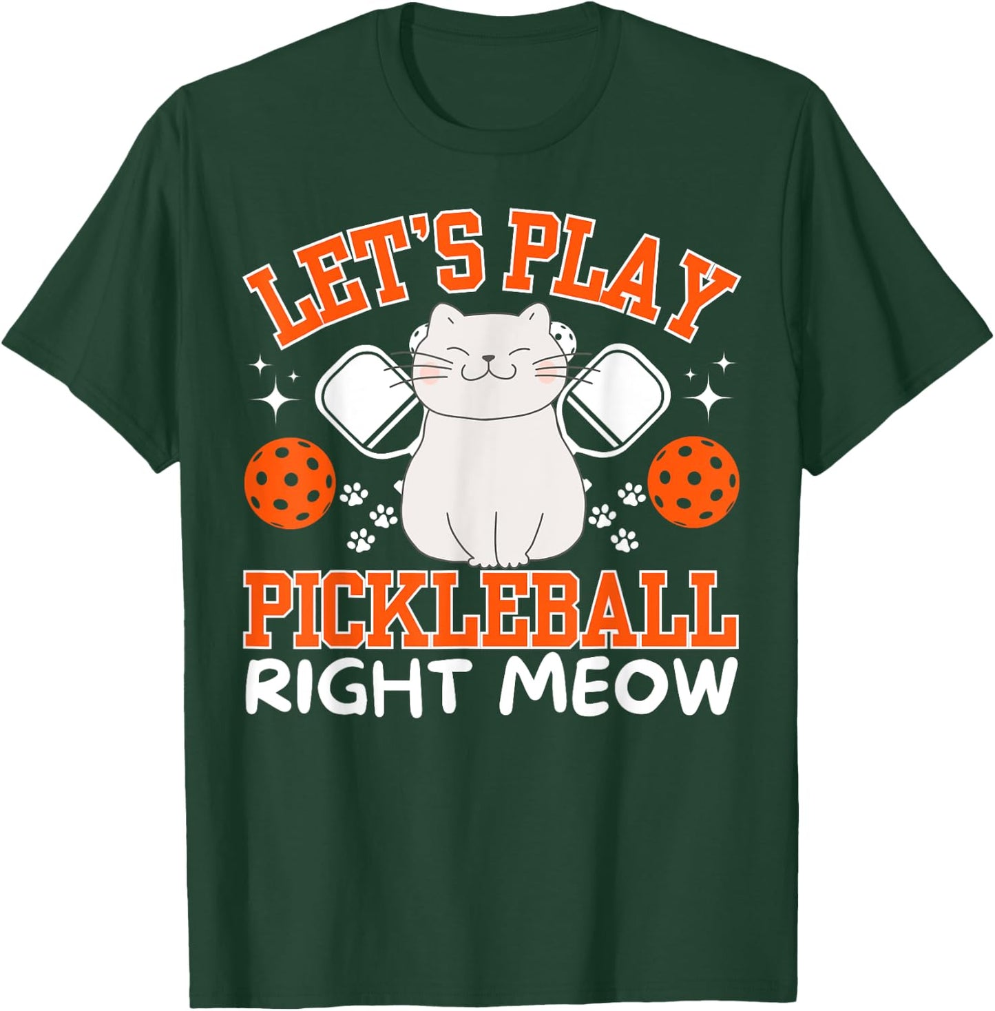 Pickleball Apparel Paddle Ball Cats Accessories - Funny Pickleball Cat - Black, Small - -Adult, Kids - Short Sleeve - Humorous, Casual T-Shirt - T-Shirt | Forest