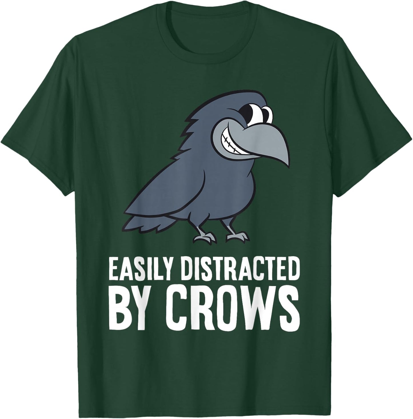 Cute Crow Gifts And Easily Distracted By Crows Funny Crow - -Adults, -Kids - Black - Small - Short Sleeve - - Bird Print - Casual, Humorous - All Seasons T-Shirt - T-Shirt | Forest
