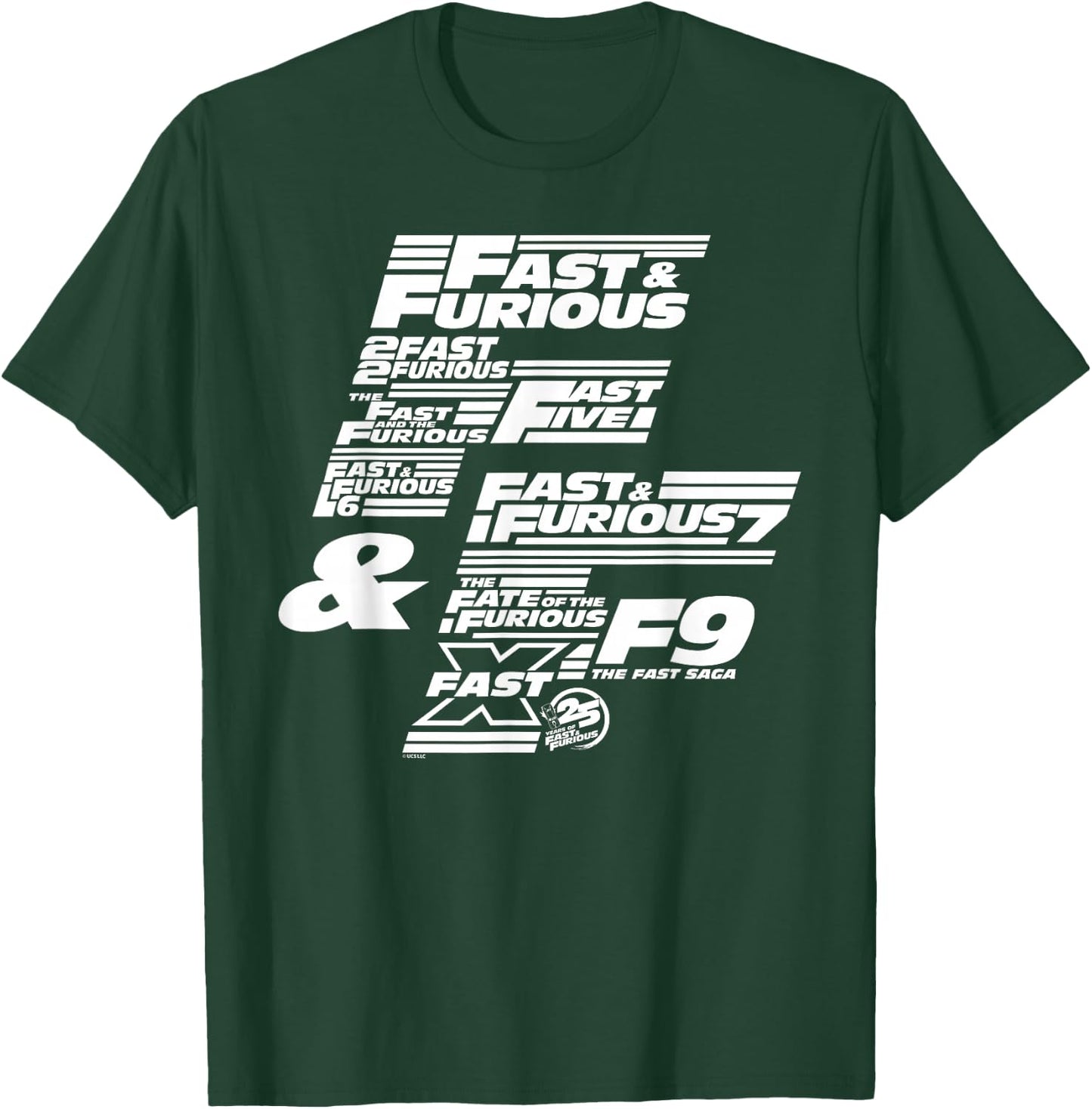 Fast & Furious 25th Anniversary Franchise Logo Stack T-Shirt - T-Shirt | Forest