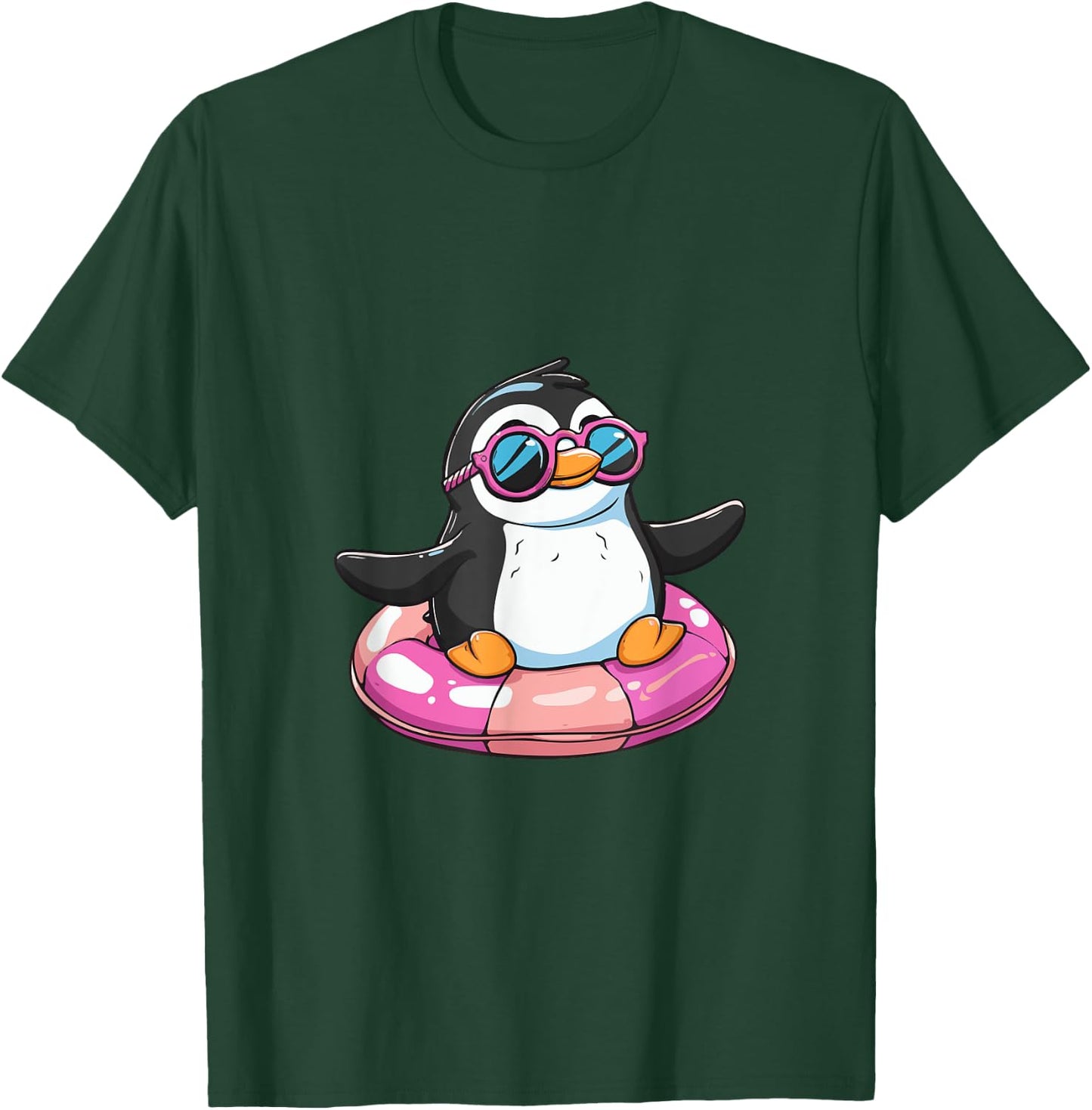 Cute Penguin On Summer Vacation Comic T-Shirt - T-Shirt | Forest