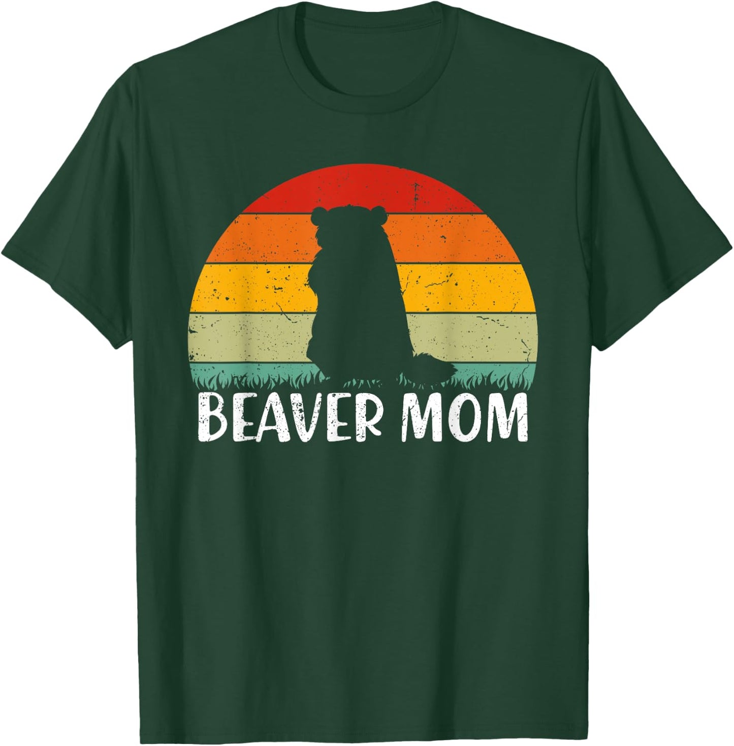 Animal Lover Beaver Mom Mother's Day Retro Vintage T-Shirt - T-Shirt | Forest