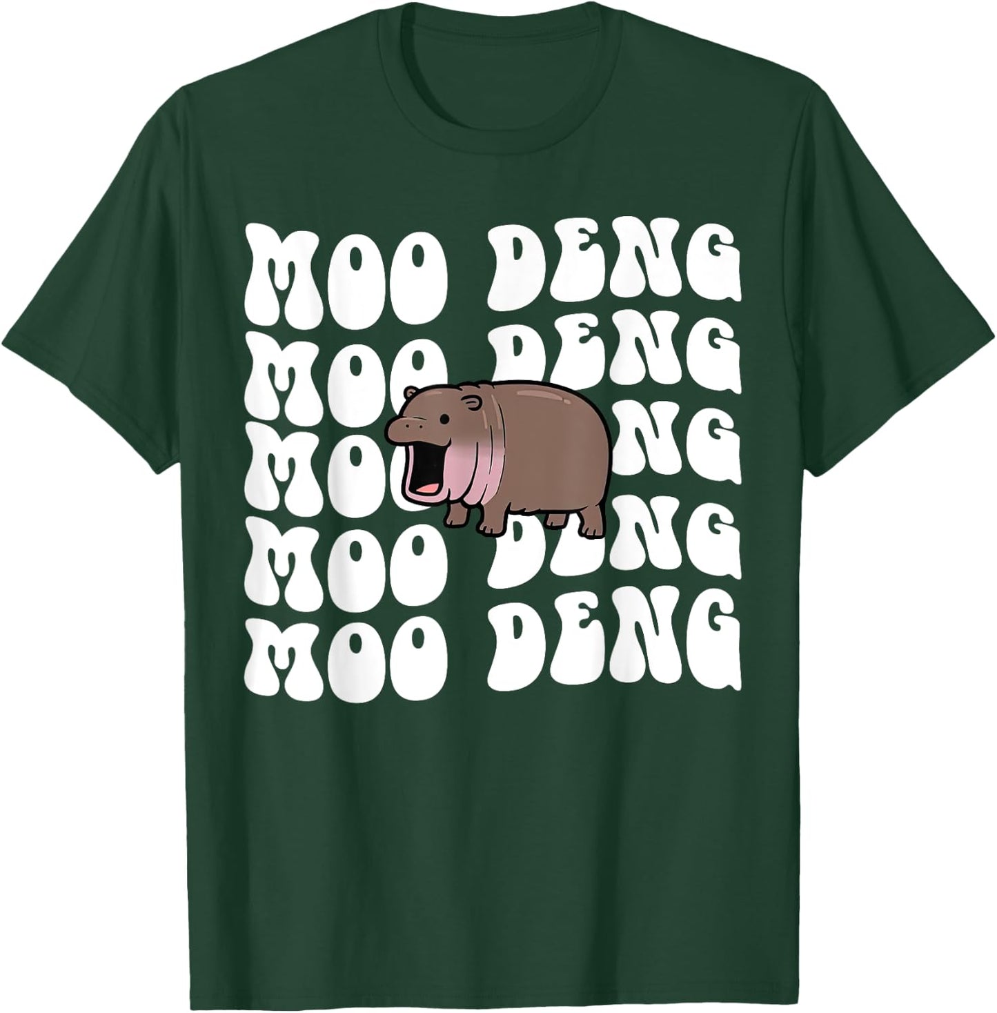Funny Moo Deng The Cute Baby Hippo Thai Costume Women Kids T-Shirt - T-Shirt | Forest