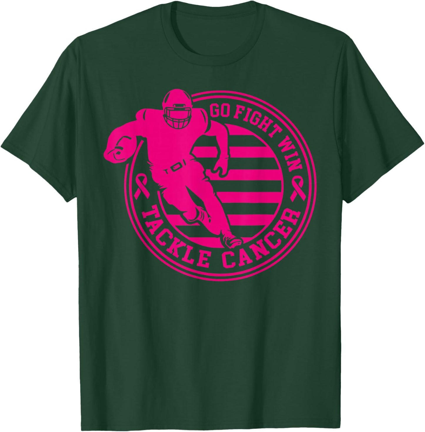 Tackle Breast Cancer Awareness Football Pink Ribbon Boys Kid T-Shirt - T-Shirt | Forest