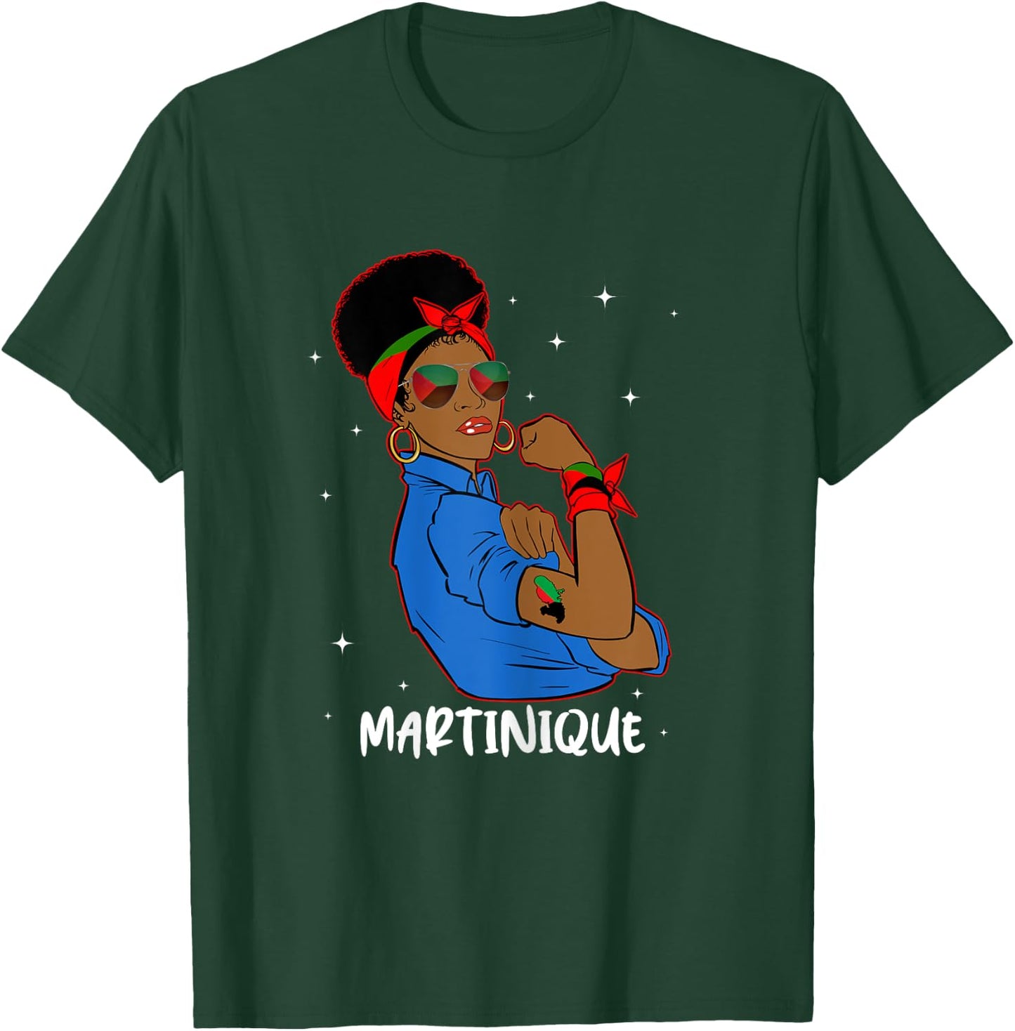 Fière Martiniquaise Héritage Stellaire Drapeau Martinique T-Shirt - T-Shirt | Forest