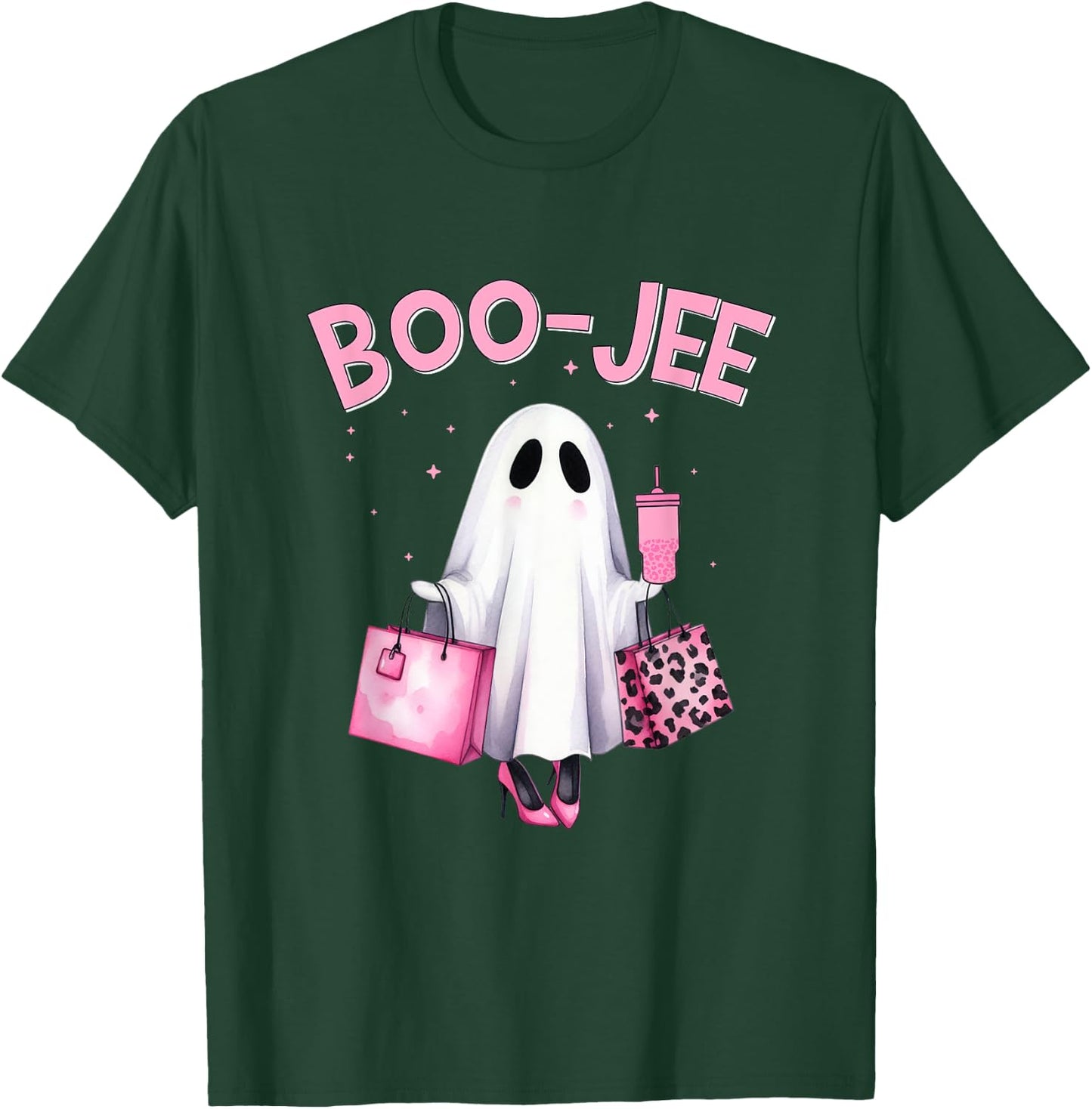 Boujee Boo Jee Spooky Ghost Funny Halloween Women Girls T-Shirt - T-Shirt | Forest