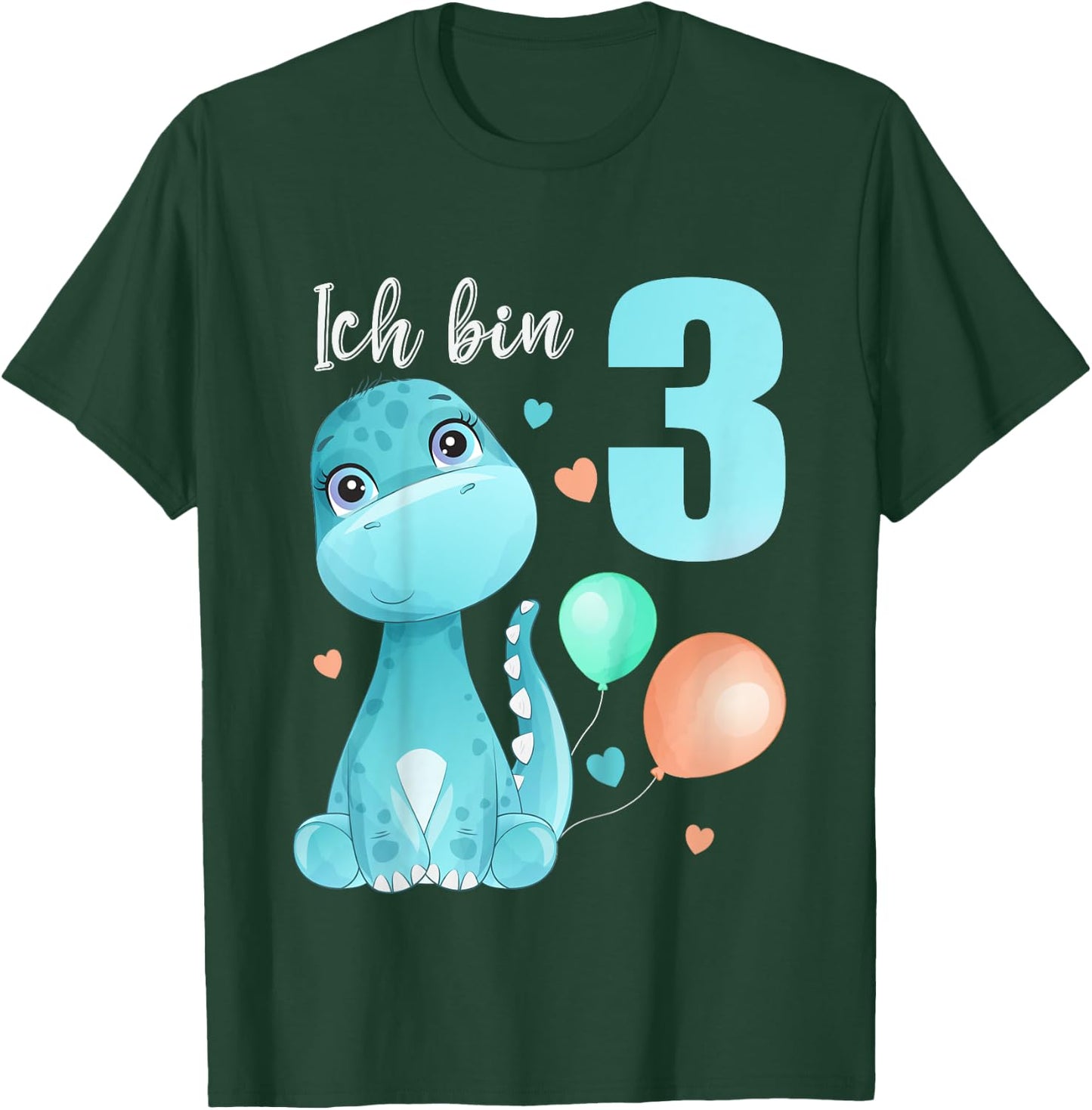 Kids 3 Years Old I'm 3 Dino Dinosaur T-Rex 3rd Birthday , black T-Shirt - T-Shirt | Forest