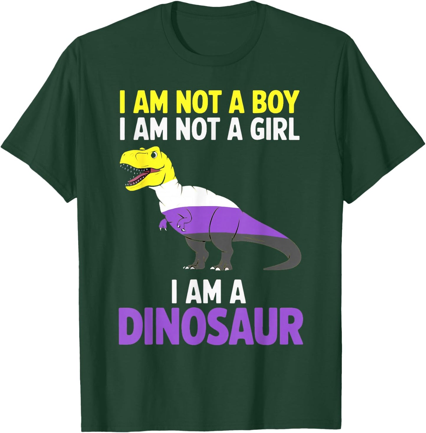 Not A Boy Not A Girl Dinosaur Trex Lgbtq Pride Non Binary T-Shirt - T-Shirt | Forest