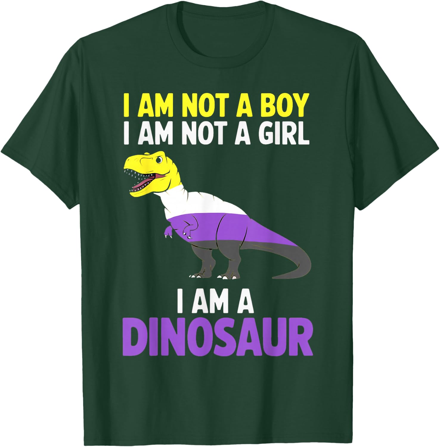 Not A Boy Not A Girl Dinosaur Trex Lgbtq Pride Non Binary T-Shirt - T-Shirt | Forest