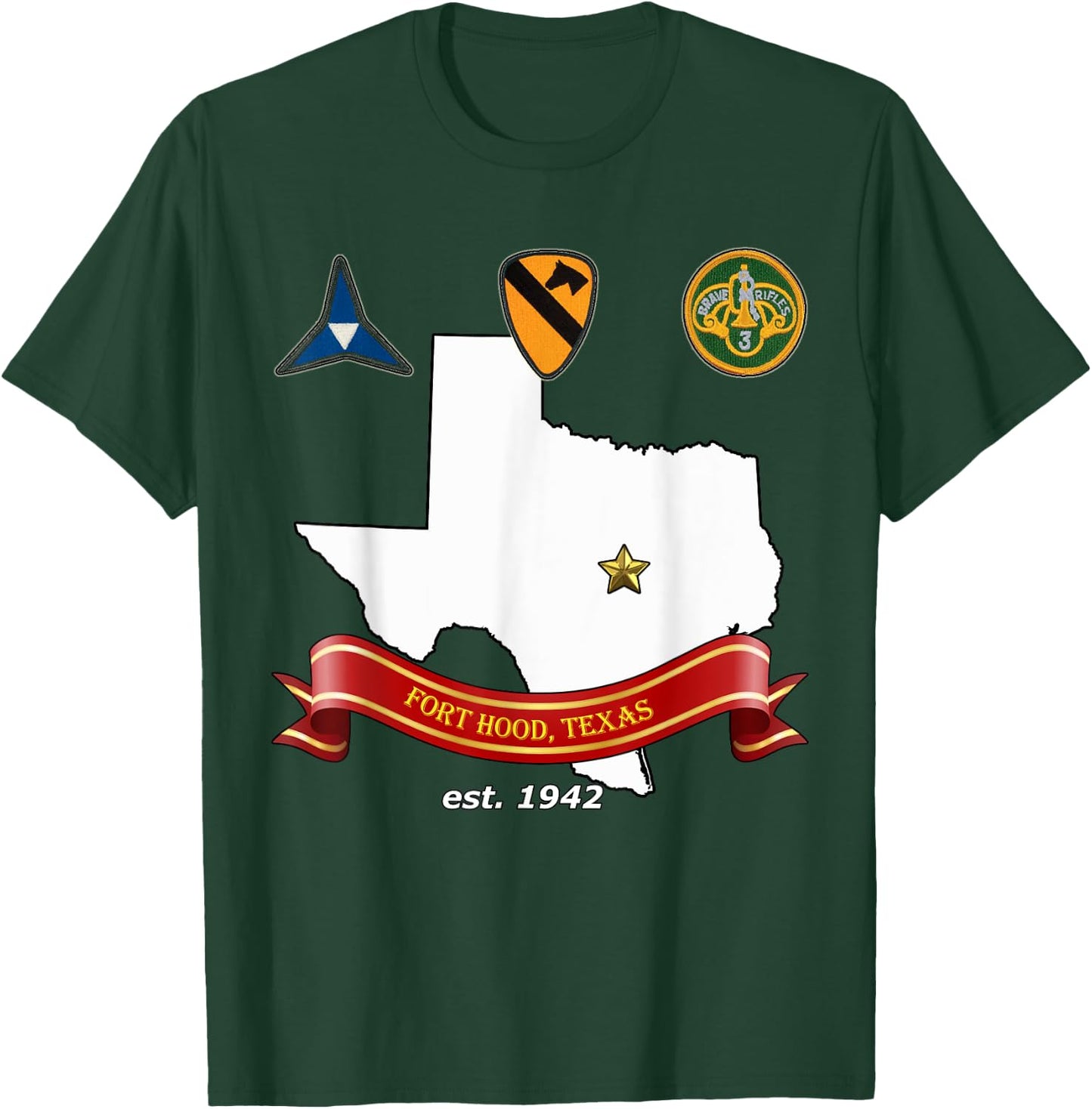 Fort Hood Military Base - Army Post at Killeen, TX design T-Shirt - T-Shirt | Forest