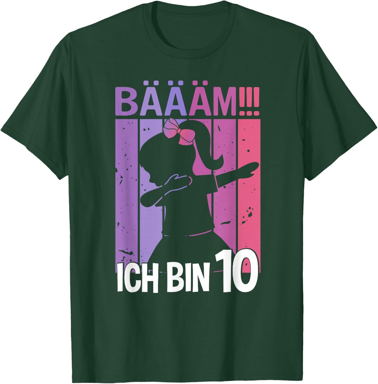 Girls' with German Text "Ich bin 10 Jahre Dab" [German Language], black T-Shirt - T-Shirt | Forest