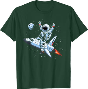 Flying Spaceship Astronaut Space Gift Women Kids T-Shirt - T-Shirt | Forest