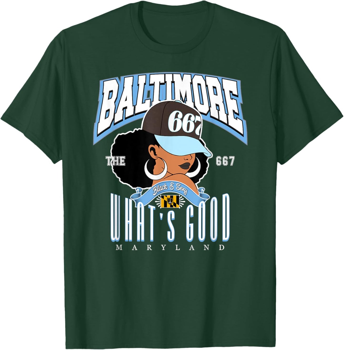 667 Baltimore, the reigning Afro Puff Queen of Maryland , Purple, S T-Shirt - T-Shirt | Forest