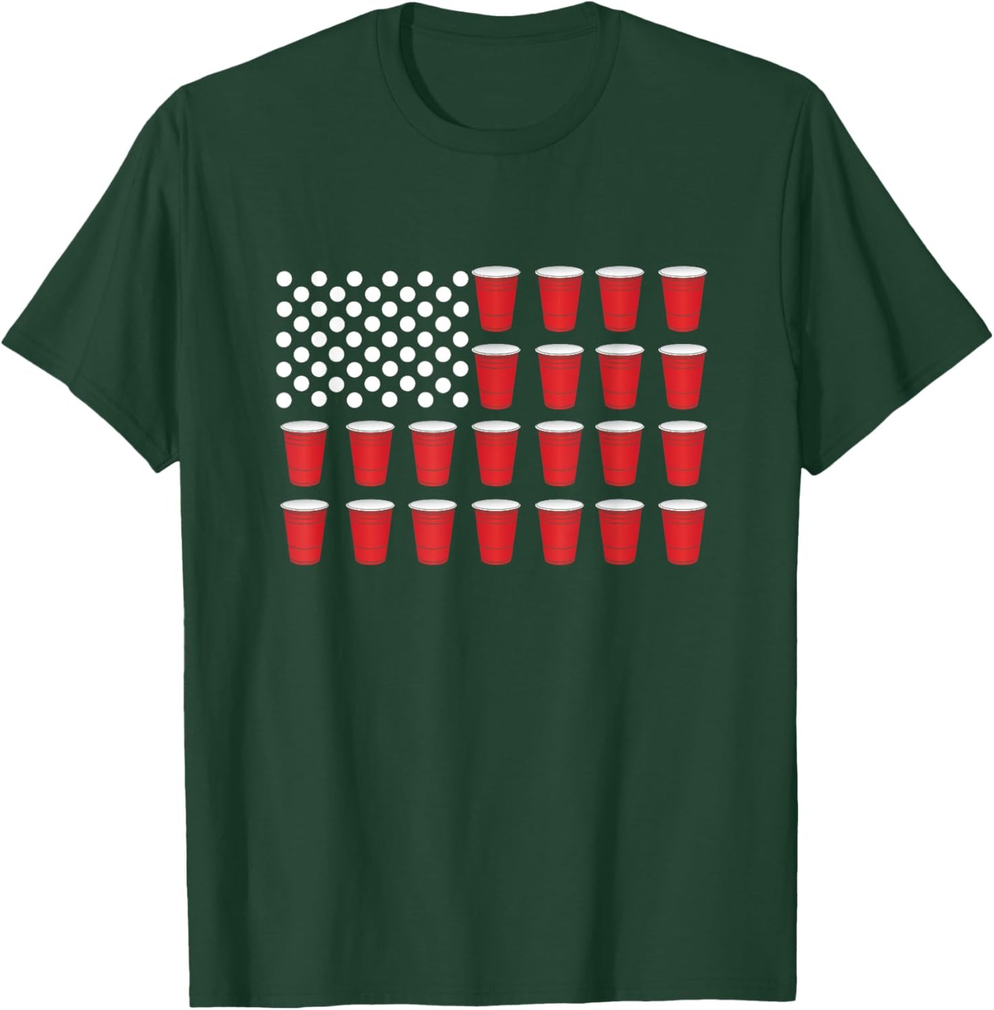 Beer Pong American Flag Red Cup Drinking Party Games T Shirt Men T-Shirt - T-Shirt | Forest