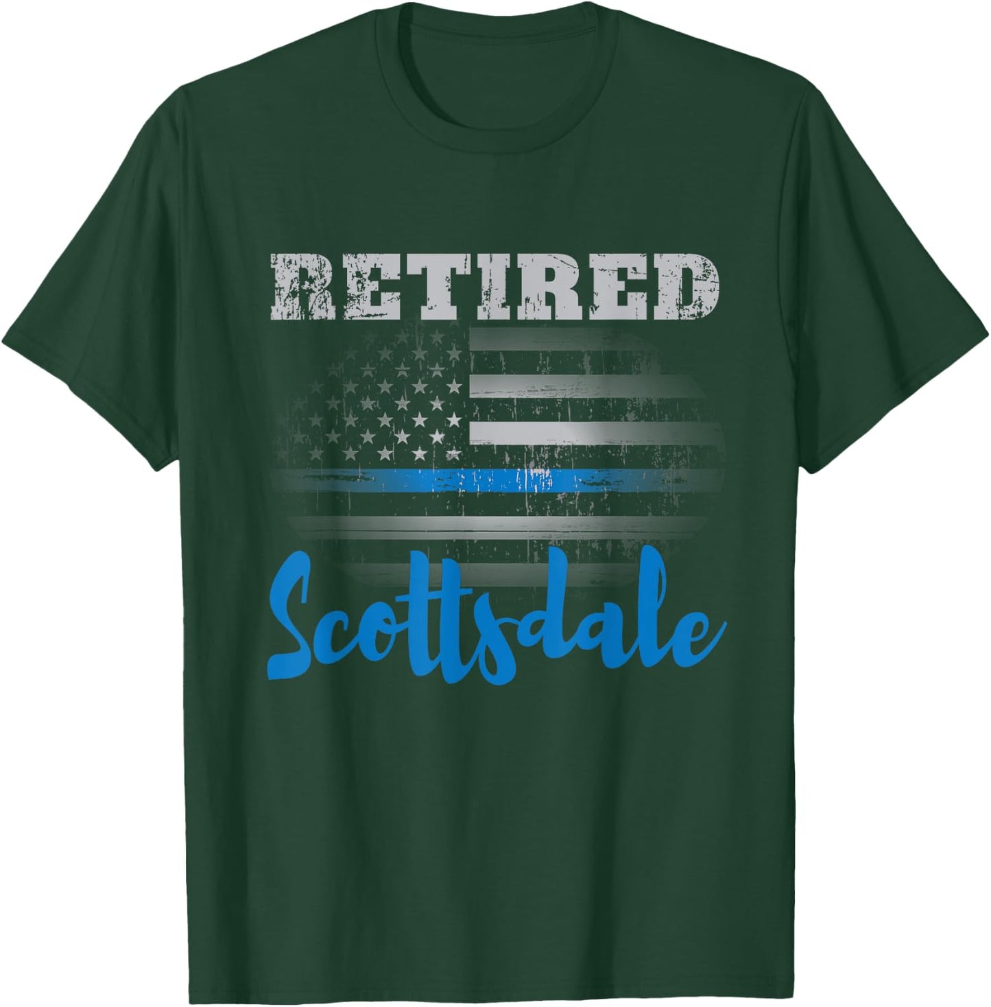 Retired Police Officer Scottsdale American Flag Design Women Men T-Shirt - T-Shirt | Forest