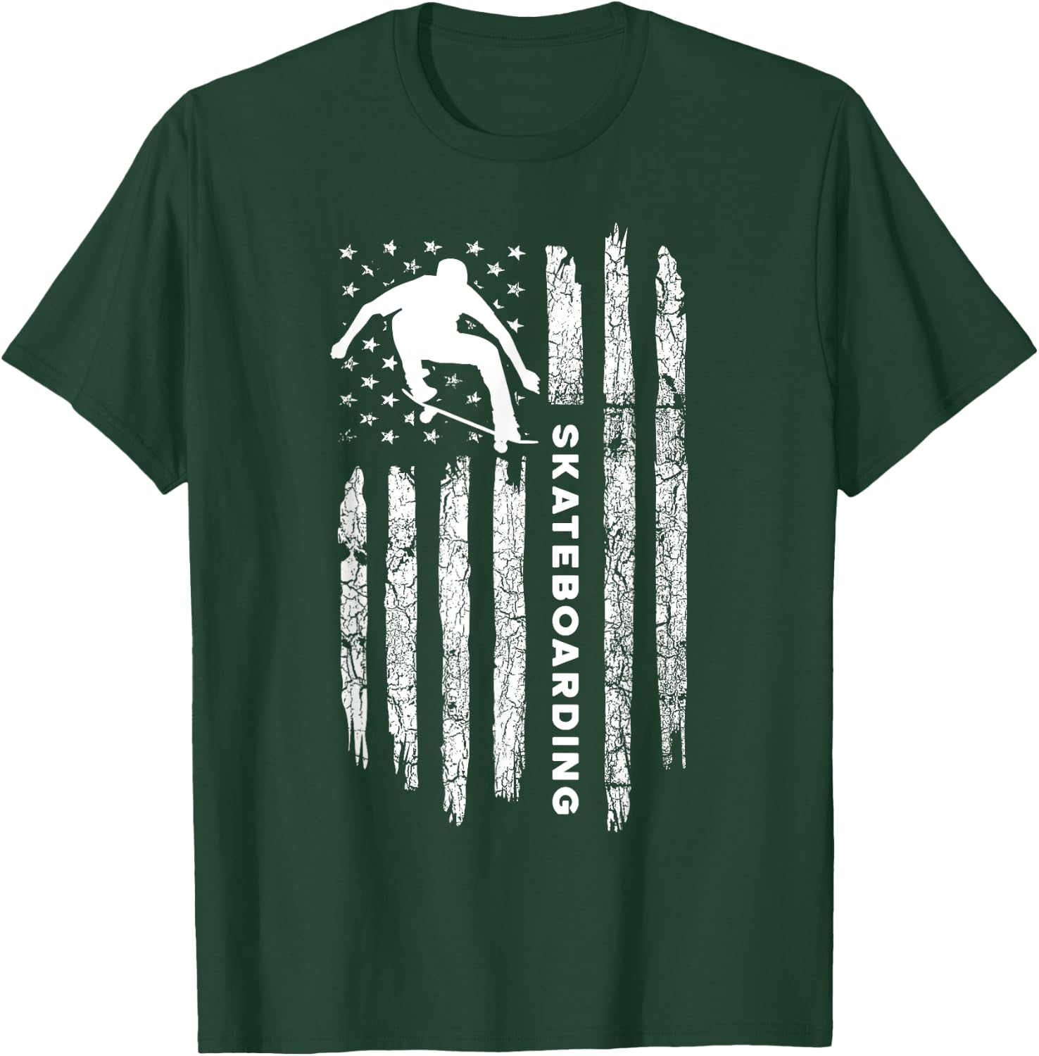 American Flag Skateboard - Vintage Skateboarding Women Kids Men T-Shirt - T-Shirt | Forest