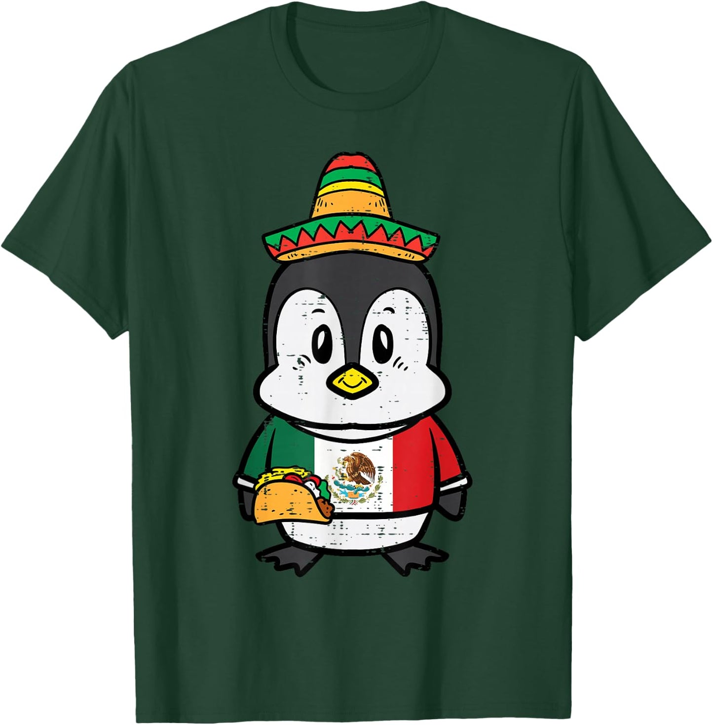 Penguin Mexico Flag Cinco De Mayo Mexican Independence Day T-Shirt - T-Shirt | Forest