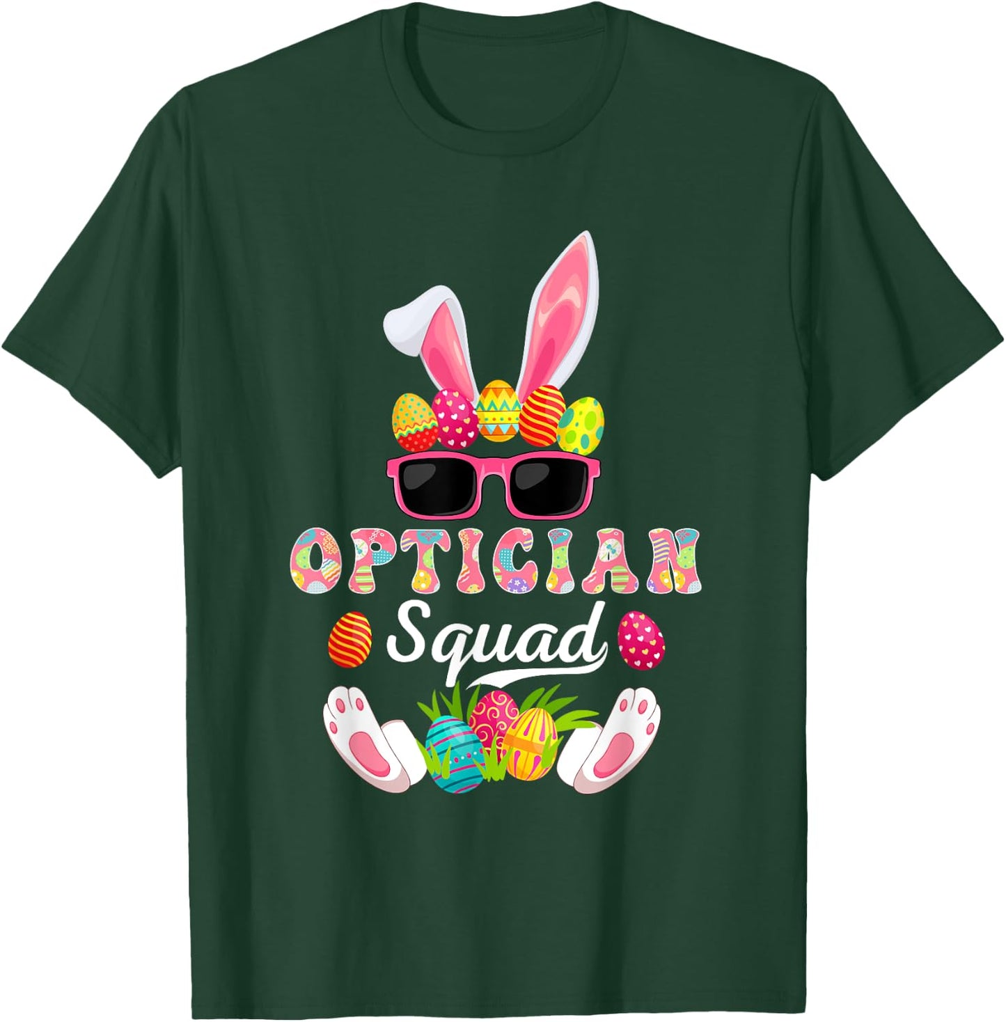 Optician Squad Costume Bunny Sunglasses Easter Eggs Hunt T-Shirt - T-Shirt | Forest