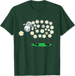 Adorable Cute sheep with daisy flower wool for girls and mum T-Shirt - T-Shirt | Forest