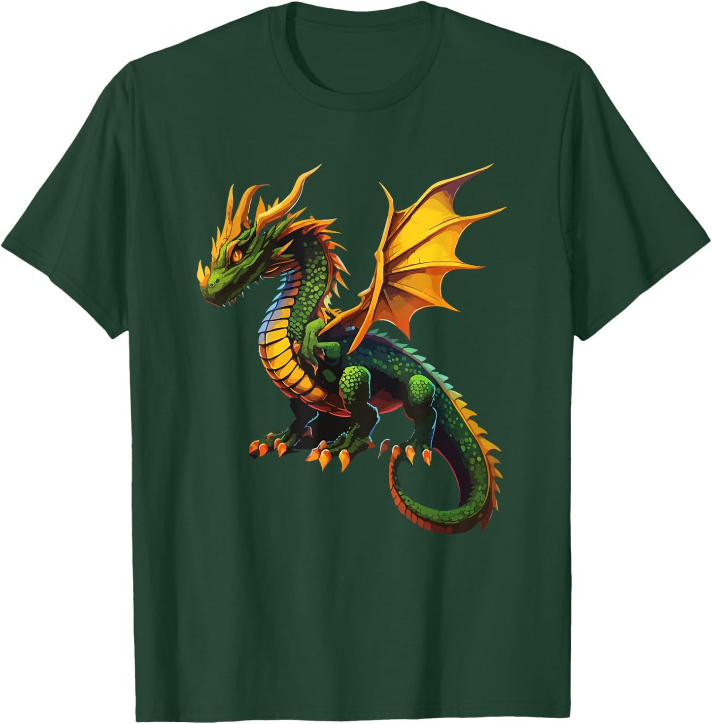Dragon in Green Dragon Mystical Fantasy Mystical Creature , black T-Shirt - T-Shirt | Forest