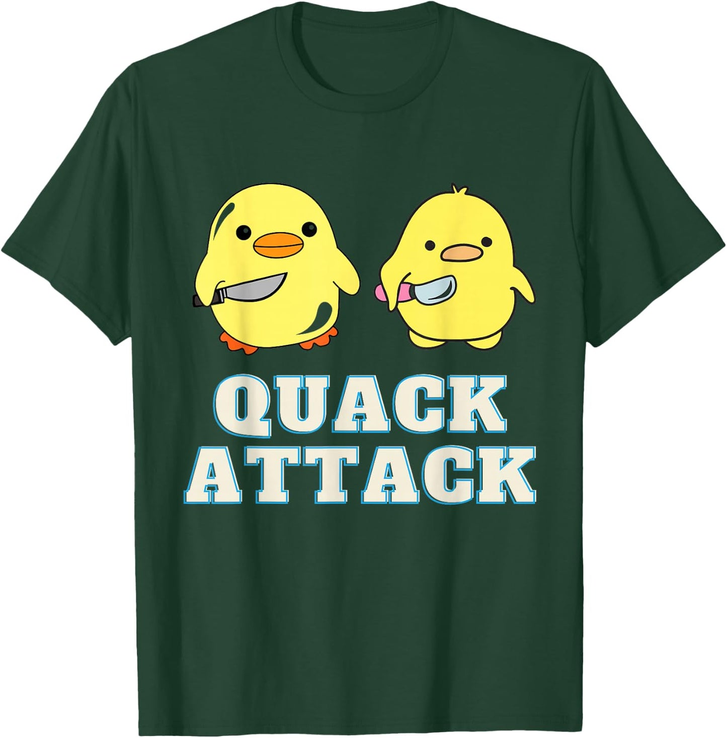 Quack Attack By Angry Green and Yellow Duck T-Shirt - T-Shirt | Forest