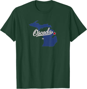 Oscoda Michigan MI Map T-Shirt - T-Shirt | Forest