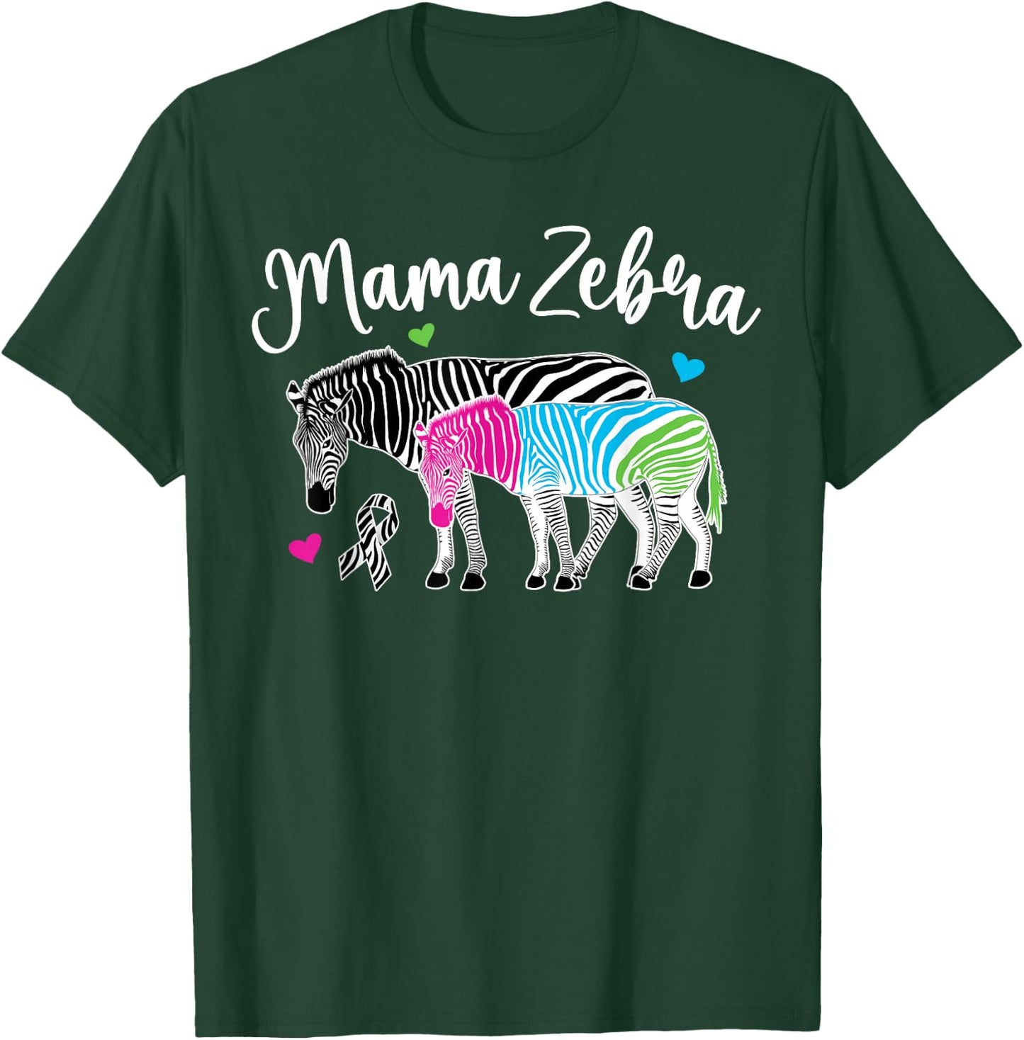 Mama Zebra Rare Disease Warrior Rare Disease Awareness T-Shirt - T-Shirt | Forest
