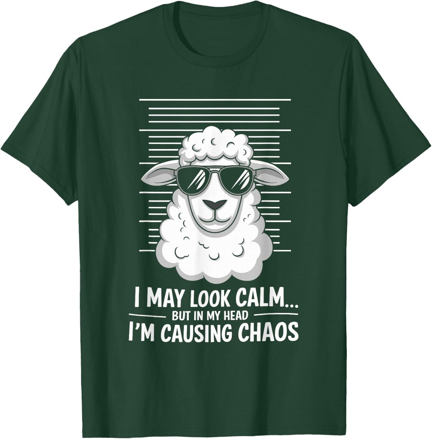 I May Look Calm but in My Head Funny Sheep T-Shirt - T-Shirt | Forest