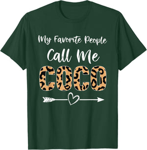 Coco Cute Leopard Print My Favorite People Call Me Coco T-Shirt - T-Shirt | Forest