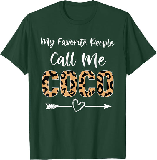 Coco Cute Leopard Print My Favorite People Call Me Coco T-Shirt - T-Shirt | Forest