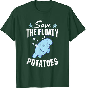 Chubby Manatee Save The Floaty Potatoes Dugong Sea Manatees T-Shirt - T-Shirt | Forest