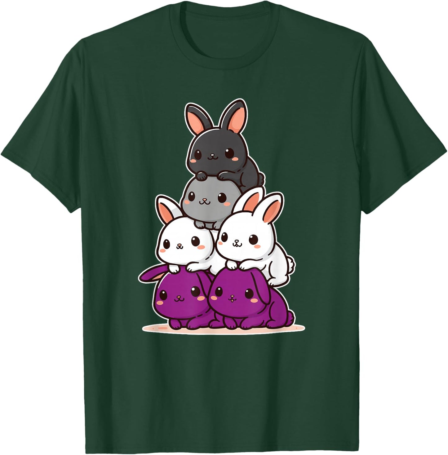 Rabbit Asexual Flag Pride Month Cute Rabbit Subtle LGBTQ T-Shirt - T-Shirt | Forest