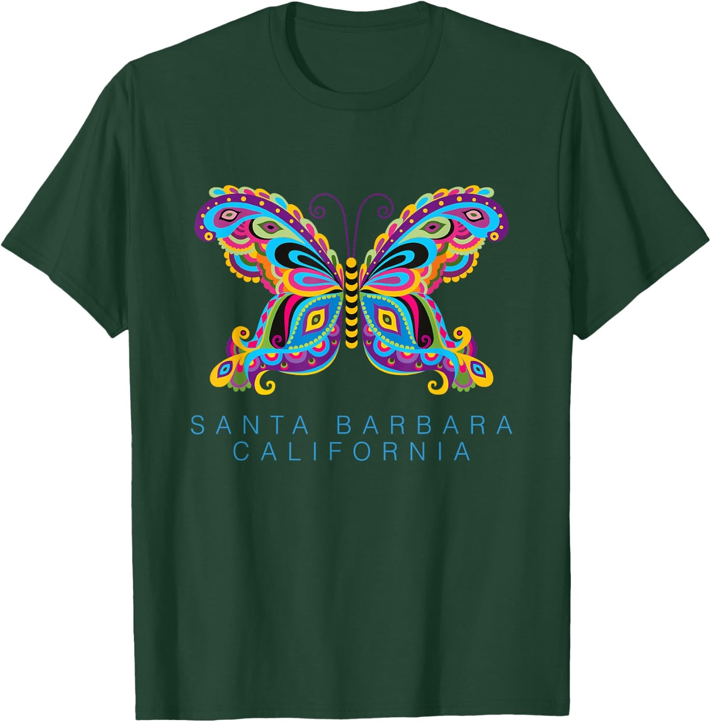 Santa Barbara California Souvenir Butterfly Graphic T-Shirt - T-Shirt | Forest
