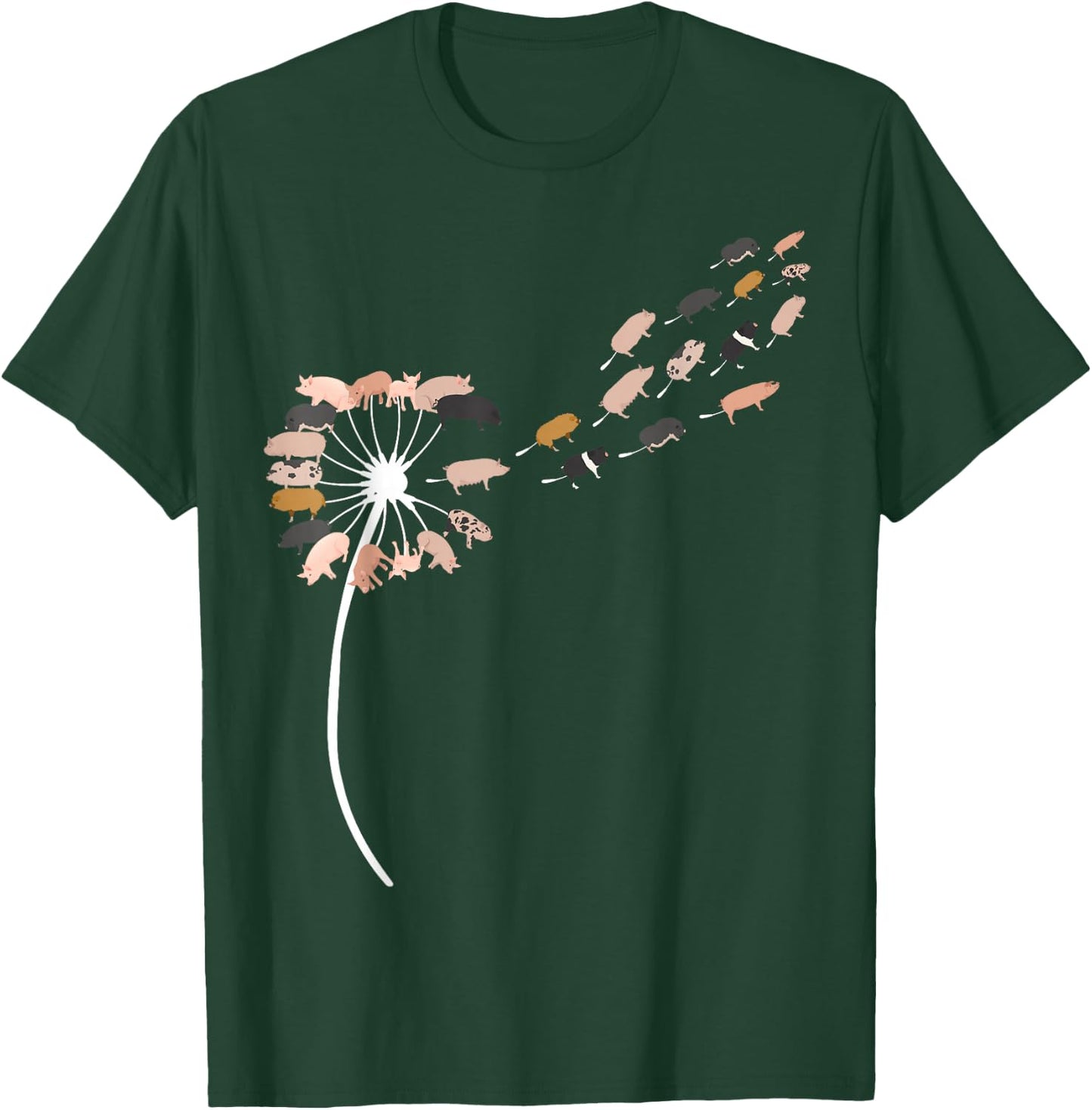 Dandelion Pigs for Pig Lover | Pig T-Shirt - T-Shirt | Forest