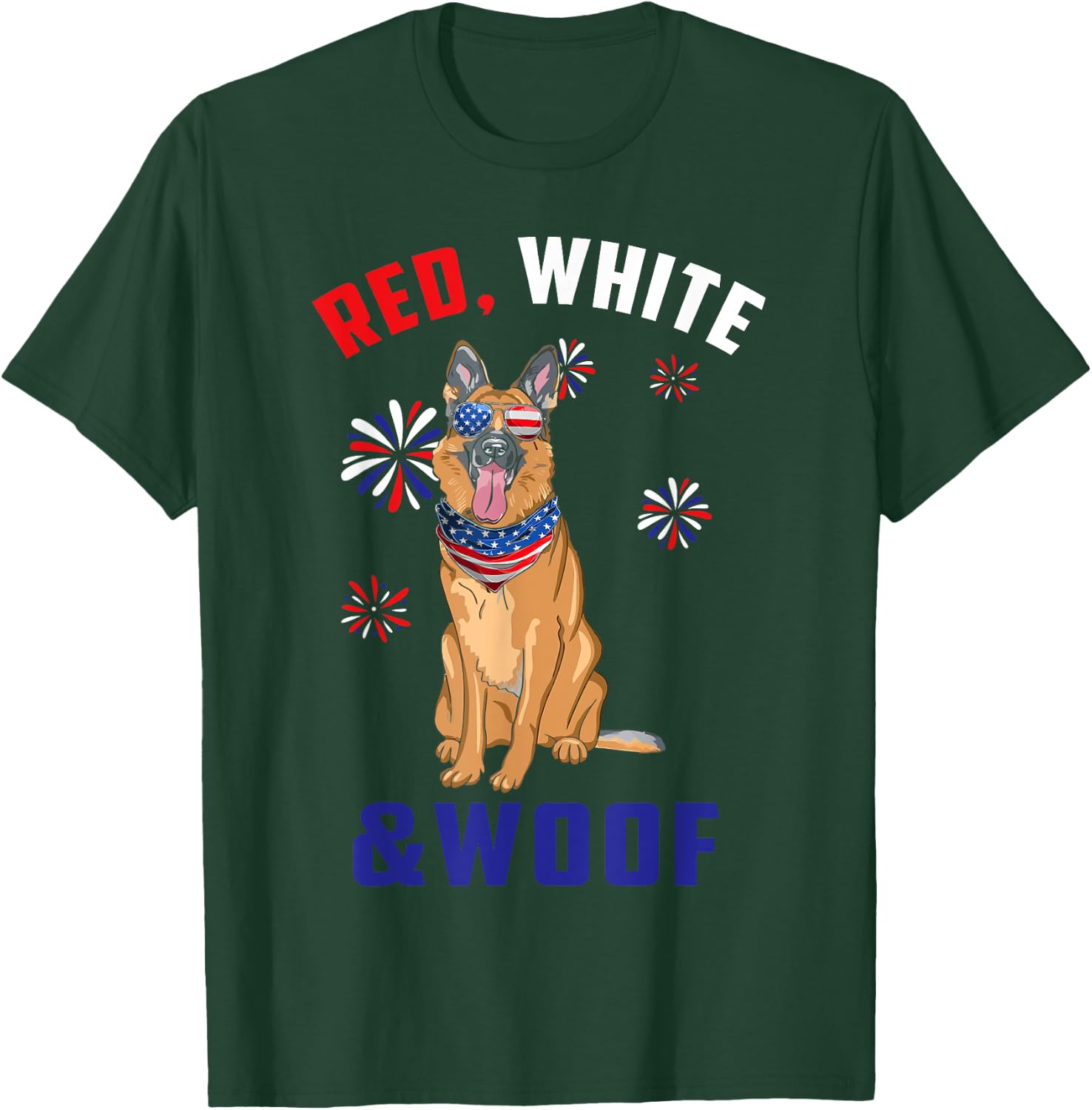 Red White And Woof Black Tan German Shepherd Dog 4th Of July T-Shirt - T-Shirt | Forest