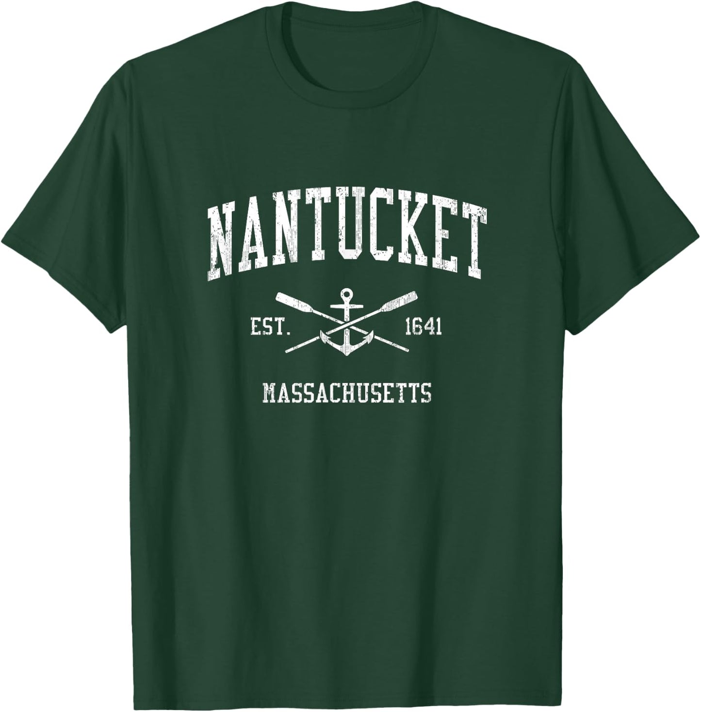 Nantucket MA Vintage gekreuzte Ruder & Bootsanker Sport T-Shirt - T-Shirt | Forest
