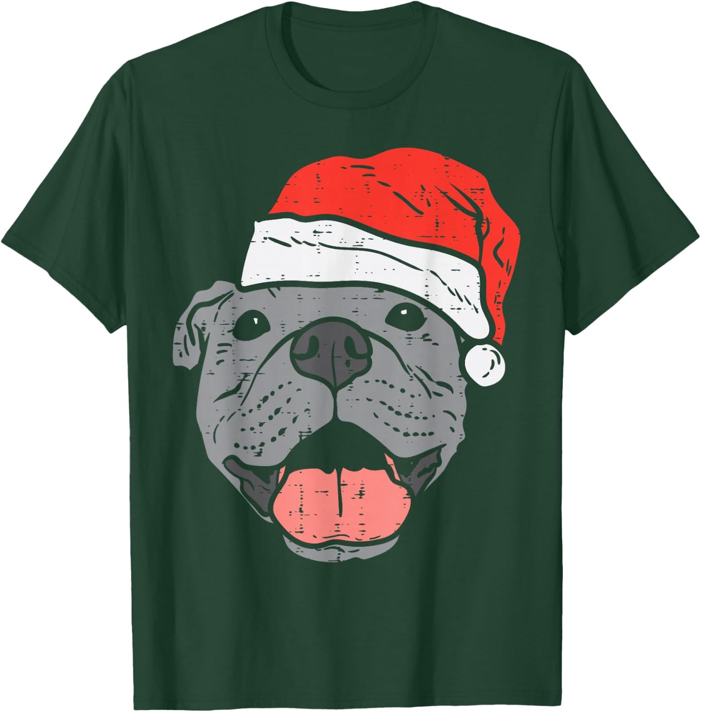 Santa Hat Pitbull Pit Christmas Xmas Pet Dog Lover Owner T-Shirt - T-Shirt | Forest