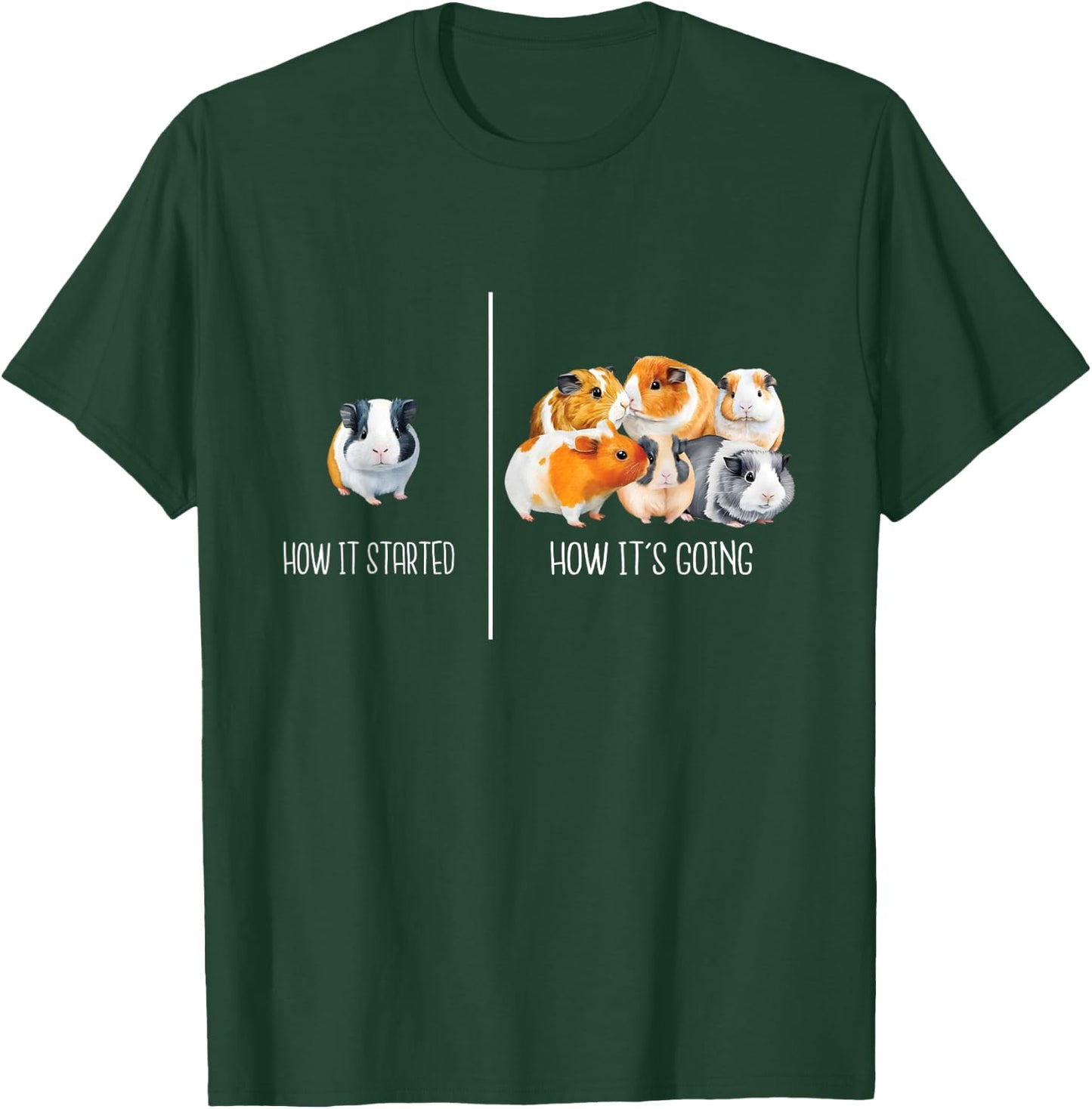 How It Started How It's Going - Guinea Pig Rodent Pet Lover T-Shirt - T-Shirt | Forest