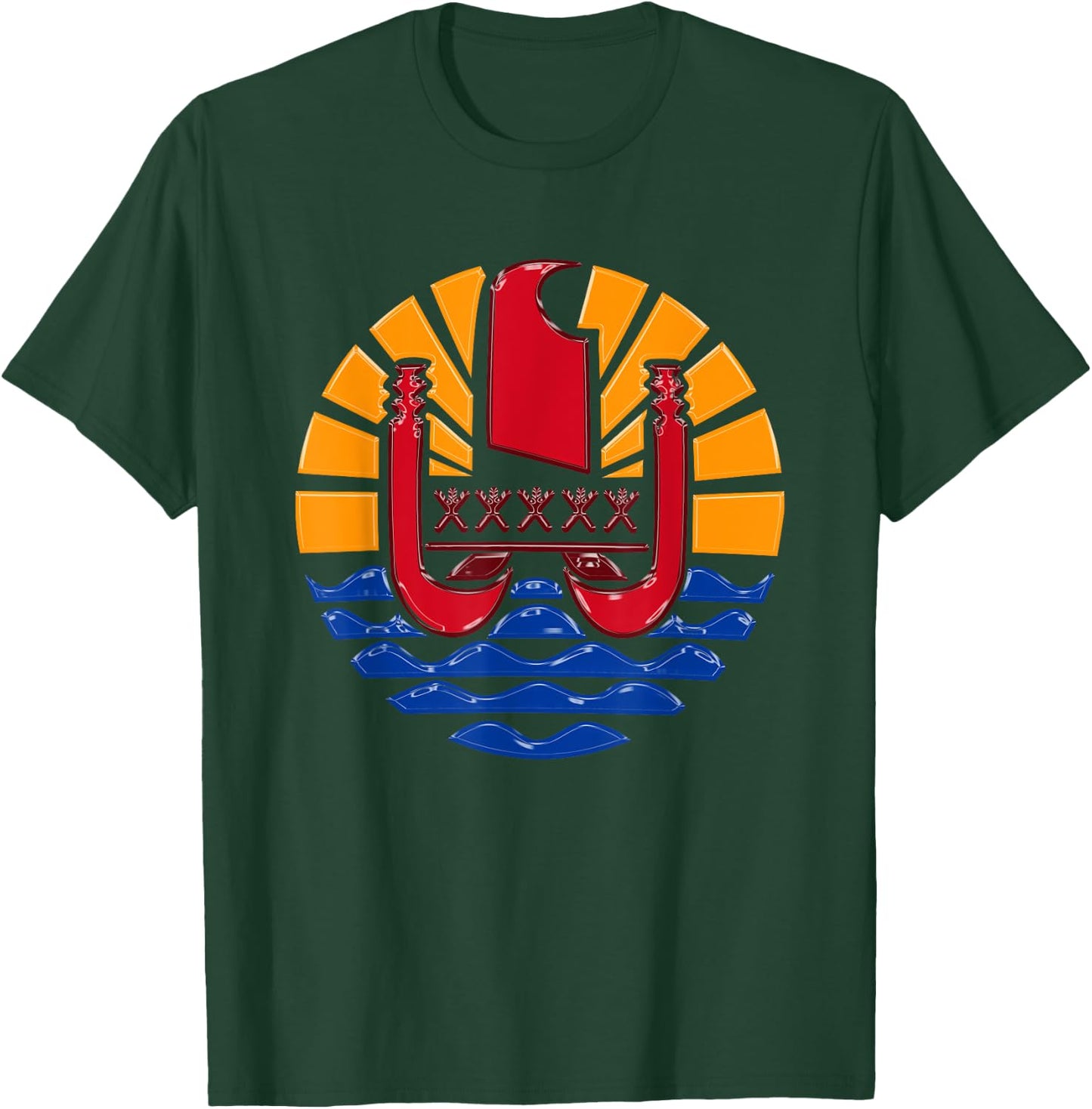 Flag Tahiti Emblem Polynesia Man Woman Child T-Shirt - T-Shirt | Forest