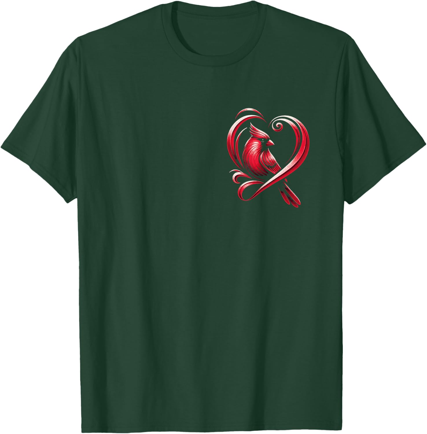 Cardinal Bird Heart Red Cardinal Bird Animal Chest T-Shirt - T-Shirt | Forest