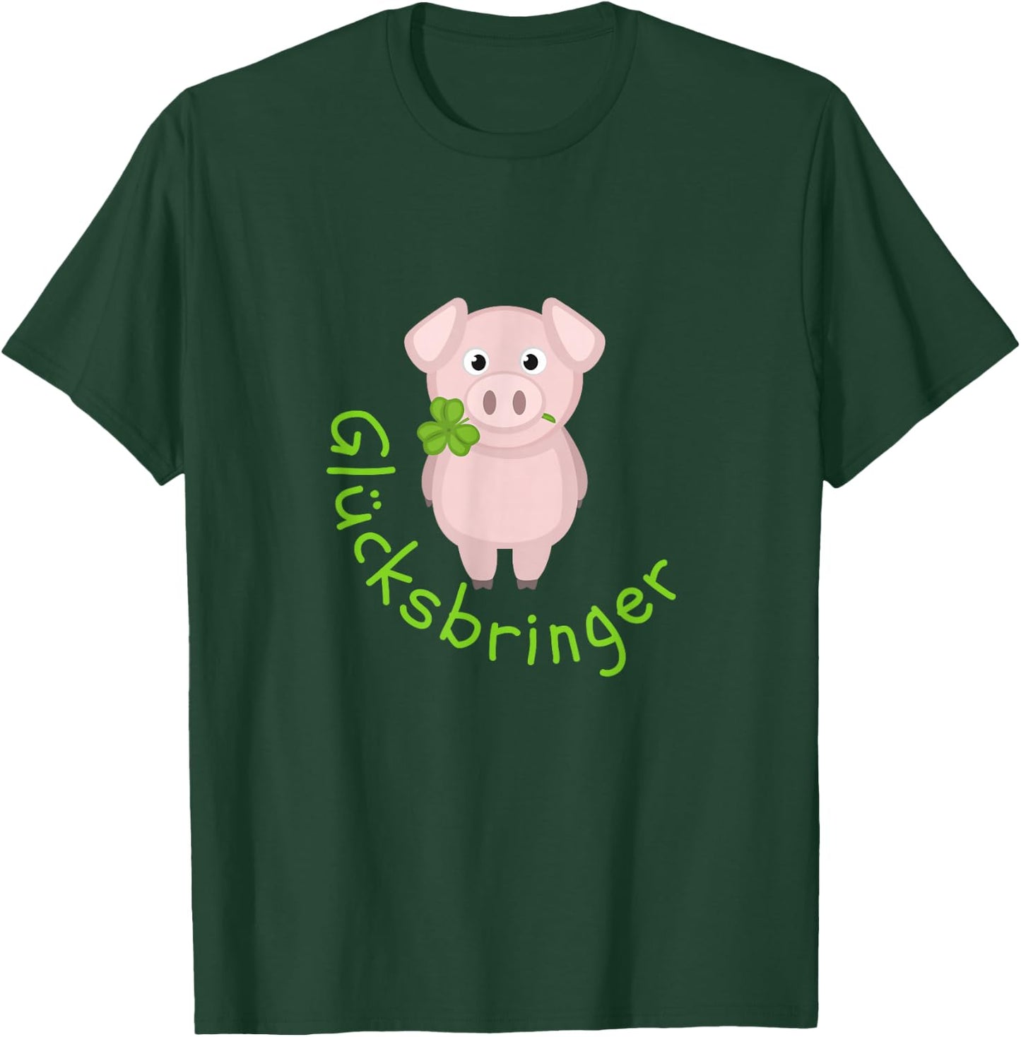 Lucky Charm Pig Clover Leaf for Friends Good Luck , black T-Shirt - T-Shirt | Forest