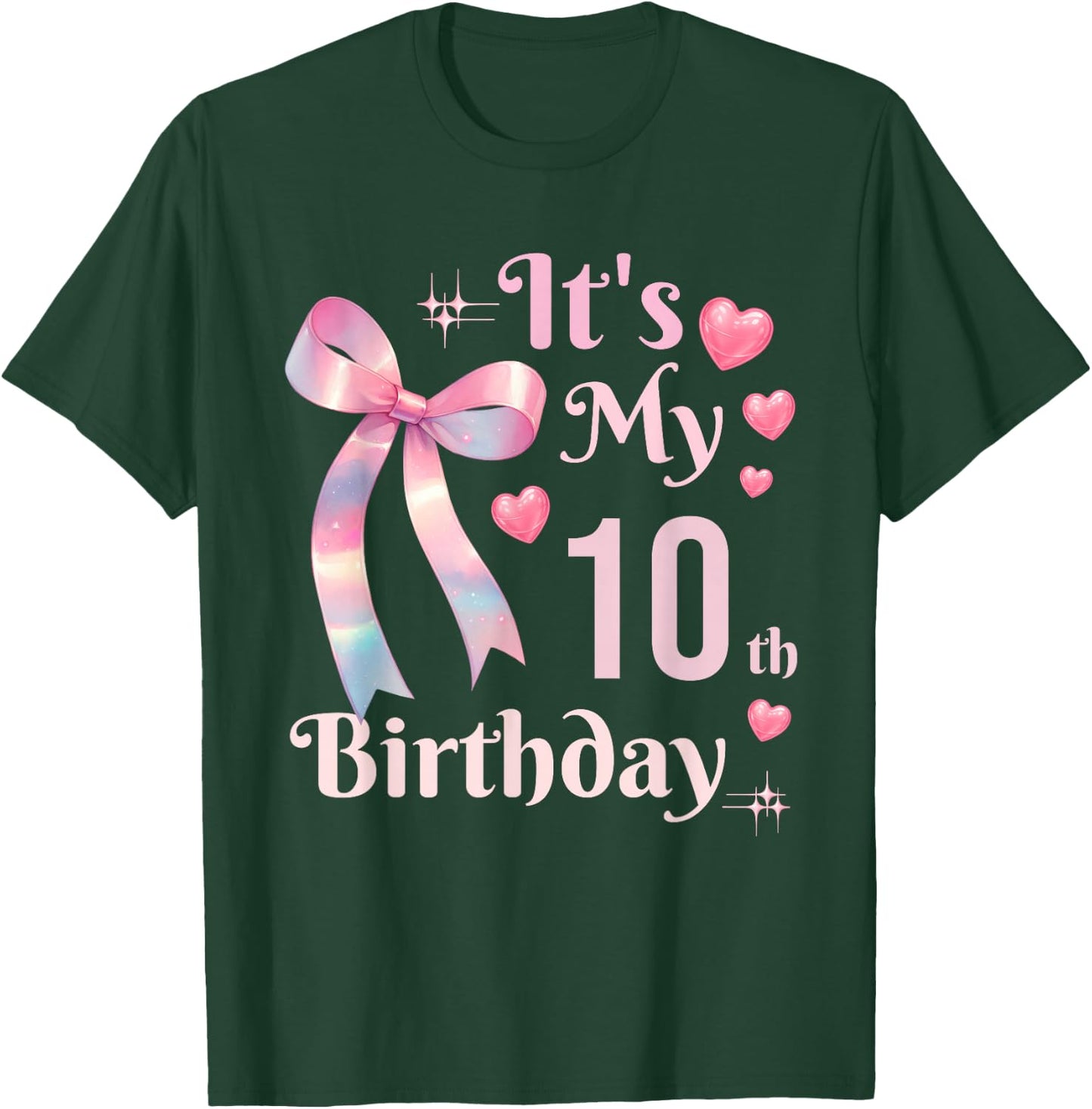 It's My 10th Birthday Coquette Bow 10 Year Old Birthday Girl T-Shirt - T-Shirt | Forest