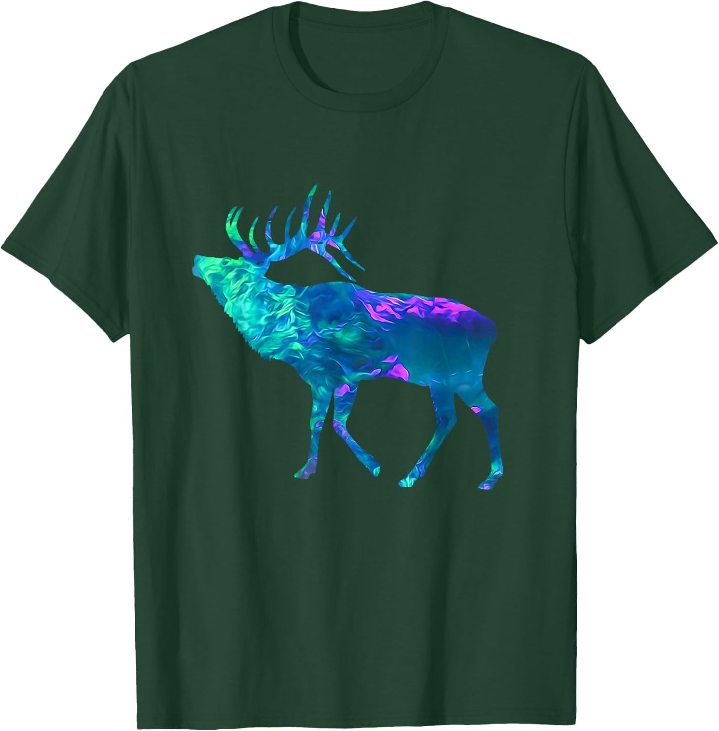 Cyan Blue Violet teal Elk Buck For Animals Lover T-Shirt - T-Shirt | Forest